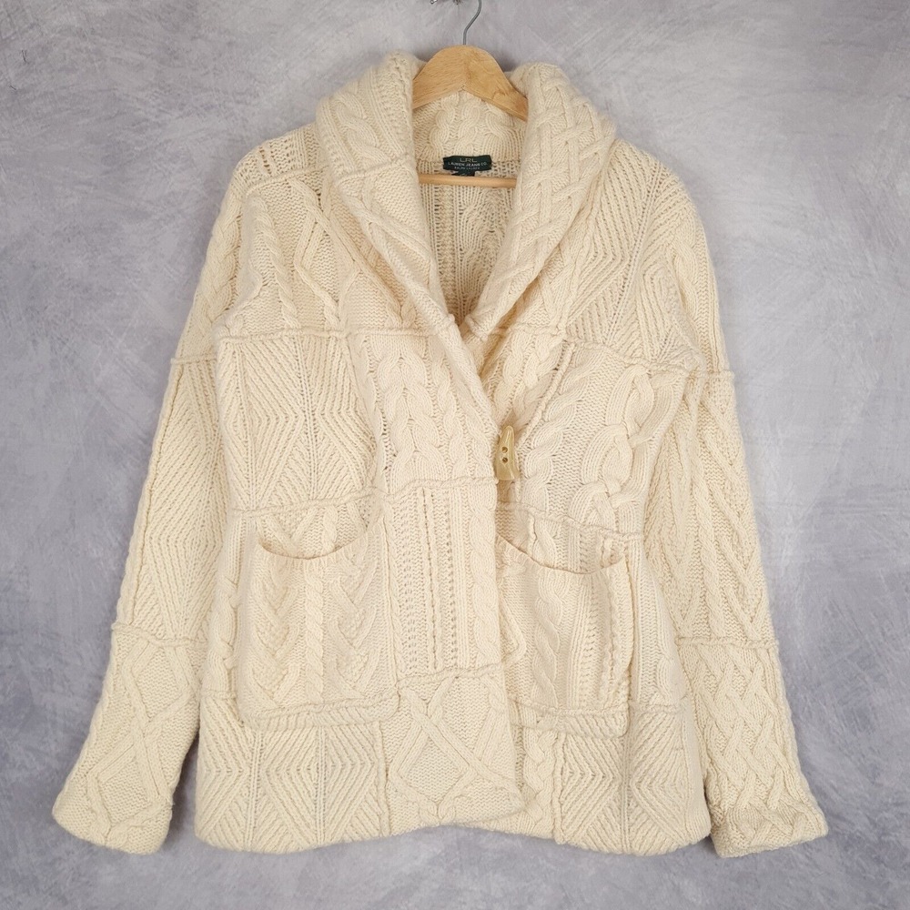 Lauren Ralph Lauren Ivory Cable Knit Cardigan